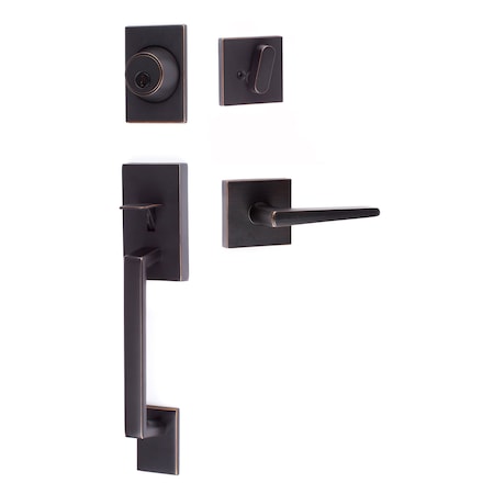 Sure-Loc Hardware Sure-Loc Hardware Koln Handleset with Square Thumb Turn, Basel Square Handleset Trim, Vintage Bronze KN507-S-BS-SQ 11P